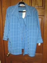 Joanna Plus Blue Twinset Blouse with Attached Necklace - Size 22W - $19.79