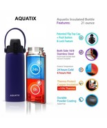 New Aquatix Purple Insulated FlipTop Sport Bottle 21 oz Pure Stainless Steel - $21.76