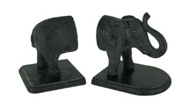 Distressed Black Standing Elephant Top and Tail Bookend Set - $24.75