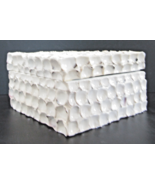 Hand Crafted Large Square White Barbuda Shell Hinged Box - $95.25 CAD