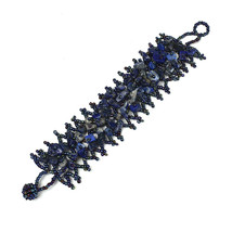 Amrita Singh Genuine Blue Lapis Chips Woven Alexandra Wrap Bracelet BRC ... - $27.23