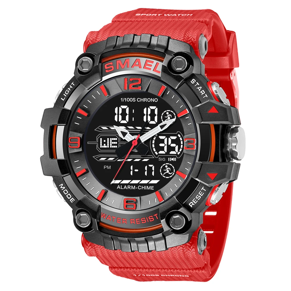 SMAEL Dual Display Watch Men  Alarm Clock Waterproof  8089   Men&#39;s Digital Stopw - $57.94