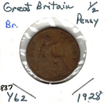 Great Britain 1/2 Penny, 1928, Bronze, KM62 - £2.35 GBP