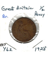 Great Britain 1/2 Penny, 1928, Bronze, KM62 - £2.35 GBP