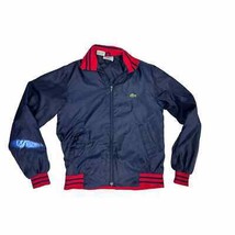 VTG IZOD LACOSTE Silky Nylon Windbreaker Alligator logo Sz S Navy &amp; Red - $79.30