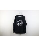 Y2K Harley Davidson Mens XL Faded Spell Out Skull Long Sleeve T-Shirt Black - €59,35 EUR