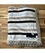 Carters Child of Mine Puppy Dog Truck Blue Gray White Stripe Baby Blanke... - $352.19 MXN