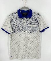 Signature Classic Polo Mens Shirt Size L Slim Gray Blue Collared Short S... - $19.80