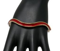Christian Dior Gold Tone Red Enamel Wavy Bangle Bracelet RARE - £77.84 GBP