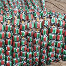 Superbe brin de perles de style vénitien Chevrons pastèque 9MM - $43.96