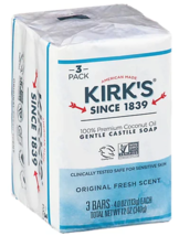 Kirk's Castile Natural coconut oil Soap Bar   - 3 Count x 4 oz  - £6.00 GBP