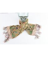 Vintage 40s 50s Rockabilly Geometric Rainbow Silk Fringed Tassel Scarf W... - $1,080.03 MXN