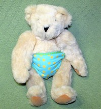 Vermont Teddy Bear 11&quot; Jointed Beige Light Tan Stuffed Animal Polka Dot Diaper - £17.67 GBP