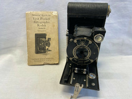 Vtg Vest Pocket Autographic Kodak Model B Single Lens Camera W/ Booklet - £39.83 GBP