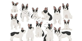 New French Bulldog Black Grey Poses Dog Vinyl Checkbook Cover - $8.75