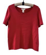 Draper’s &amp; Damon’s Silk Blend Sweater Womens Size L Red Short Sleeve - £18.29 GBP
