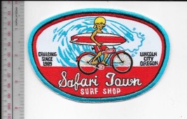 Vintage Surfing Oregon Safari Town Surf Shop Bike Lincoln City, OR Promo Patch - £7.89 GBP