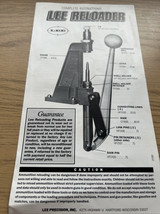 1987 LEE RELOADER RELOADING PRESS INSTRUCTIONAL MANUAL - $202.72 MXN