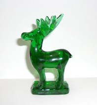 Mosser Glass Green Antlers Back Christmas Reindeer Deer Rudolph Fawn Figurine - £18.67 GBP