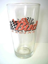 Budweiser Racing Pint Beer glass checkered flags logo - $6.38