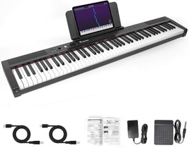 Kmise Digital Piano 88 Key Full Size Semi Weighted Electronic Keyboard With - £122.35 GBP