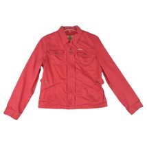 Vtg L Ralph Lauren Glen Canyon Women&#39;s Pm Full Zip Red Denim Jean Jacket Y2K 90s - £22.83 GBP