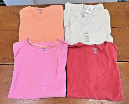 4 Northcrest Womens 1x Short Sleeve Tees Pink Light &amp; Dark Orange Also B... - £3.91 GBP