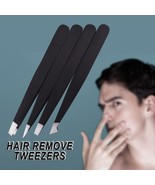 Tweezers Set 4-Piece Professional Black Plucker Stainless Steel With Case - €9,02 EUR
