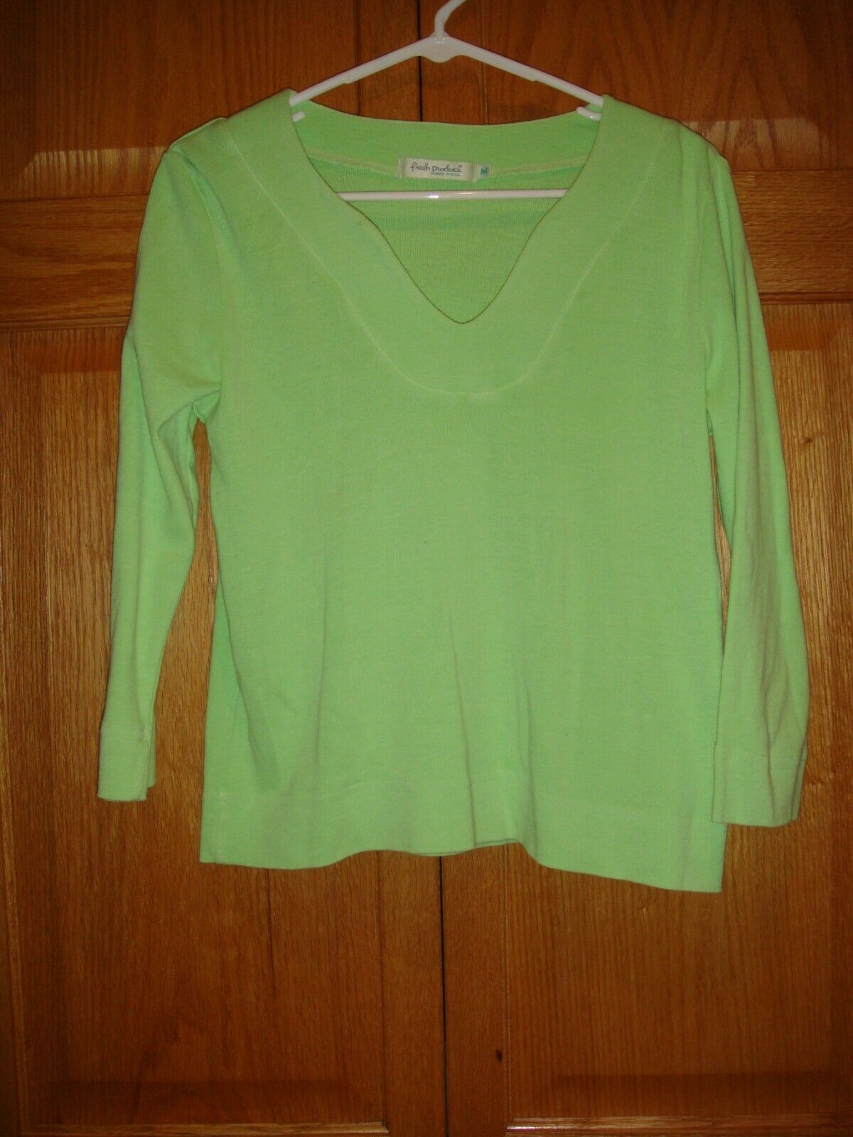 FRESH PRODUCE Top M Green 3/4 Sleeve Top - $12.99