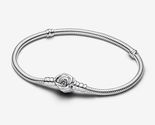 Sterling silver Moments Rose in Bloom Clasp Snake Chain Bracelet 593211C00 - £24.77 GBP+
