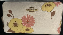 Coach Leather Wallet With Floral Print | Zip Around | Style No. C9021 | NWOT - £59.47 GBP