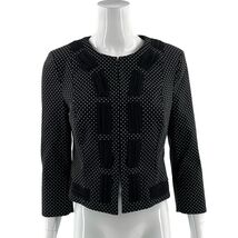 Cabi Seaside Chic Blazer Jacket Size 6 Black White Pincheck Hook Eye Sty... - $33.66