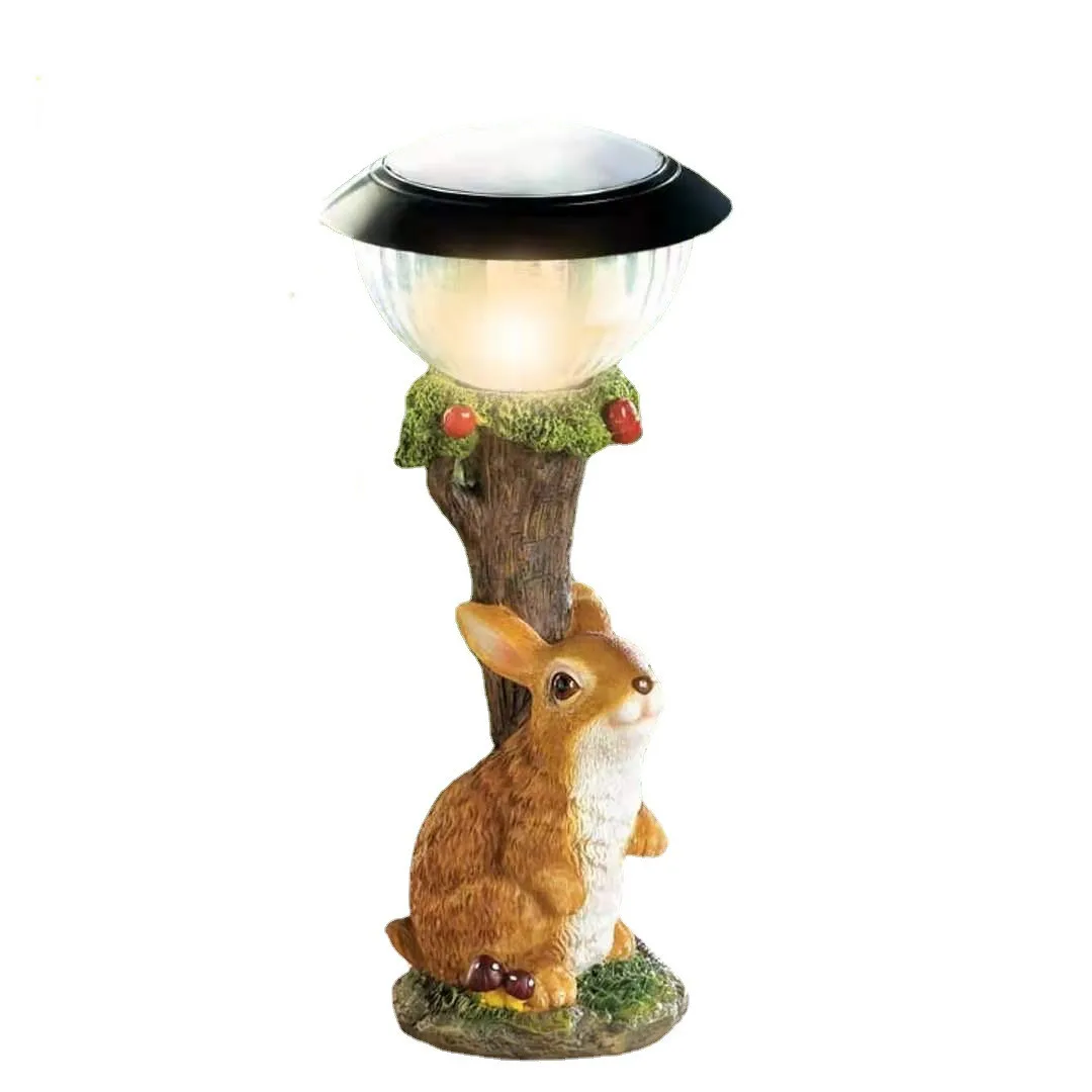 Quirrel led light resin cat dog statue crafts desktop ornament outdoor lawn yard garden thumb200