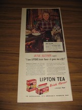 1948 Print Ad Lipton Tea Actress June Allyson &amp; 2 Pet Dogs - £12.36 GBP