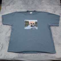 Tultex Shirt Mens 3XL Blue Graphic Print Design Round Neck Short Sleeve Tee - £18.22 GBP