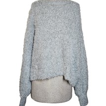 Silver Metallic Knit Sweater with Keyhole Back Size XL - £19.35 GBP