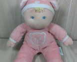 Eden soft plush pink baby doll blonde yarn hair teddy bear ears hat pjs ... - $51.97