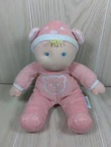 Eden soft plush pink baby doll blonde yarn hair teddy bear ears hat pjs rattle - $51.97