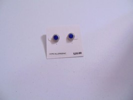 Department Store 3/8&quot;Silver Tone Simulated Blue/White Diamond Stud Earrings N467 - £6.01 GBP