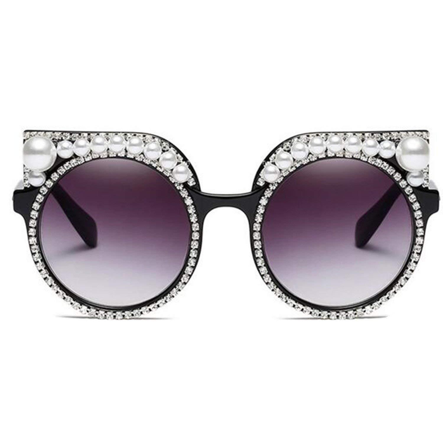 Pearl Bling Rhinestones Cateye Sunglasses EyewearS314 - $57.47