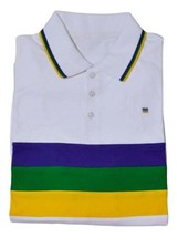Adult 2X XXL Mardi Gras Rugby White Purple Green Yellow Knit SS Shirt - £37.97 GBP