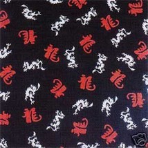 Dragons Chinese Symbols Bandana Red&amp;White Cotton Head Wrap Neck Scarf Face Mask - £7.18 GBP