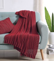 Throw Blanket - 100% Cotton In Cable Knit Weave, Ultra Plush, Luxuriously Warm - - £29.54 GBP