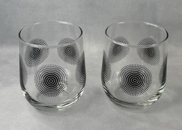 Greenbrier Set of 2 Atomic Black Sunburst Clear Glass Stemless Wine, Vin... - $13.55