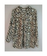 JM Collection Animal Print Long Roll/Tab Sleeved Button Shirt Size 14 - £9.98 GBP