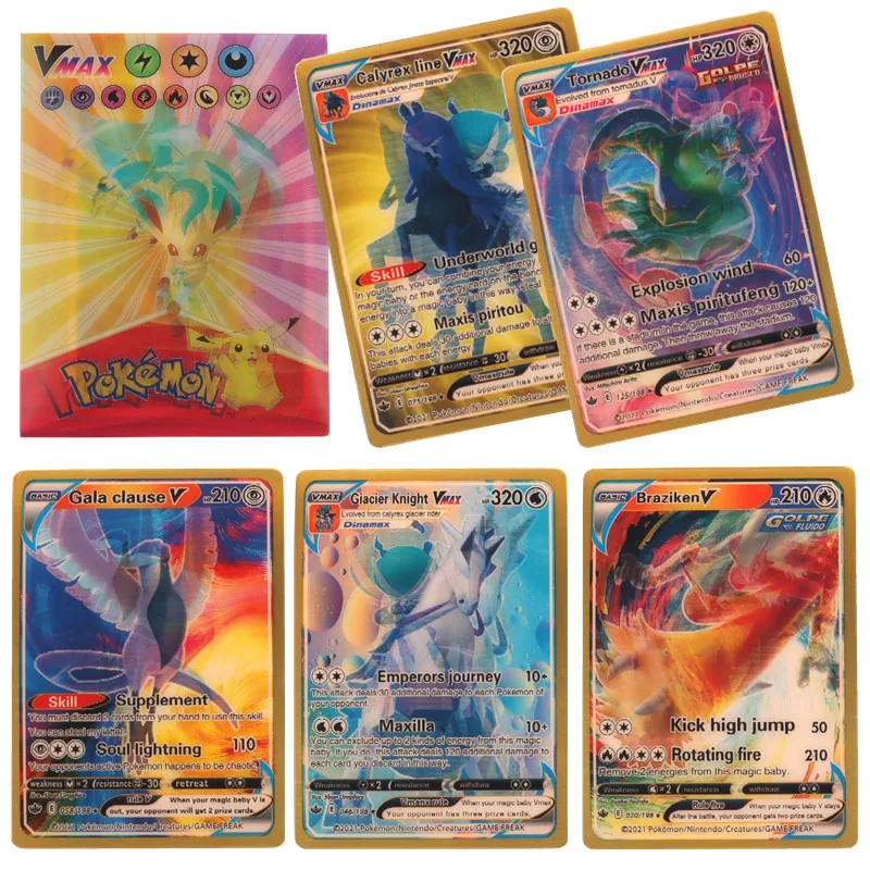 Holographic Pokemon Cards 10Pcs laser English Letter Pokemon trading card Kids - £8.35 GBP