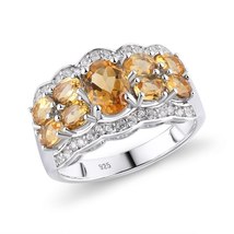Pure 925 Sterling Silver Ring for Women New Design 2 Carats Natural Citrine Part - £53.99 GBP