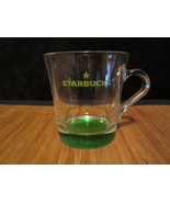 Starbucks Clear Glass Coffee Mug Tea Cup / Green Tinted Base &amp; Logo - $9.99