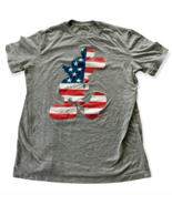 Mickey Mouse America Flag USA Red White Blue T-Shirt Women Lg Grey Patri... - $27.08 CAD