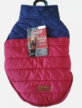 SMALL COLEMAN PET DOG PUFFER JACKET FLEECE LINED REVERSIBLE ADJUSTABLE R... - $13.19